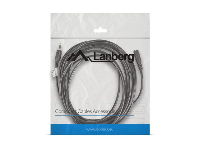 Кабел Lanberg stereo mini jack -> mini jack (F) 5m, black