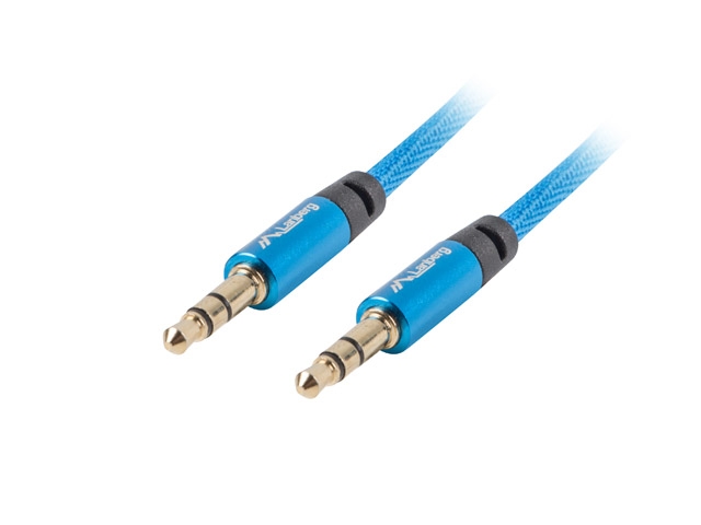Audio кабел Lanberg mini jack 3.5mm M/M 3 pin cable 3m, blue premium