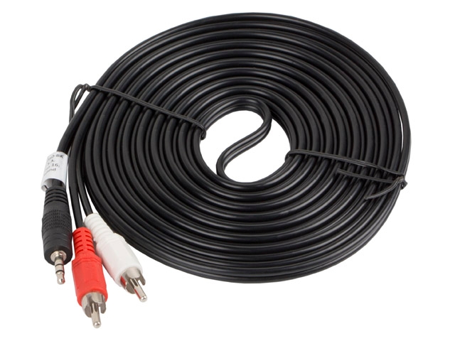 Кабел Lanberg mini jack 3.5mm 3 pin -> 2X RCA 5m, 50-pack