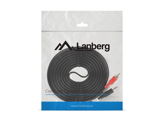Кабел Lanberg mini jack 3.5mm 3 pin -> 2X RCA 5m, 50-pack