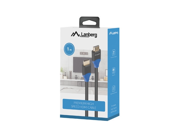 Видео кабел Lanberg HDMI M/M V2.0 cable 1m 4K CU box, black BOX