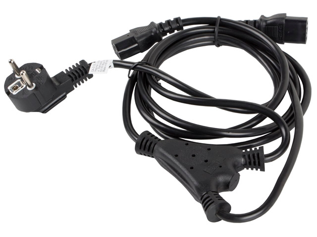 Charging cable lanberg cee 7/7 -> 2x iec 320 c13 2m vde, black