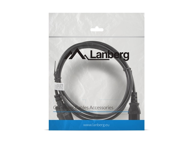 Кабел Lanberg ext power IEC 320 C13 ->  C14 1.8m, black
