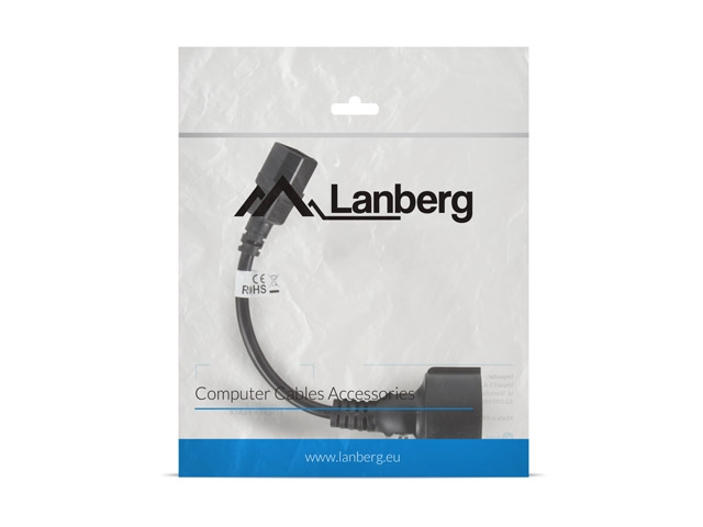 Кабел Lanberg extpower supply IEC 320 C14 -> 20cm, black