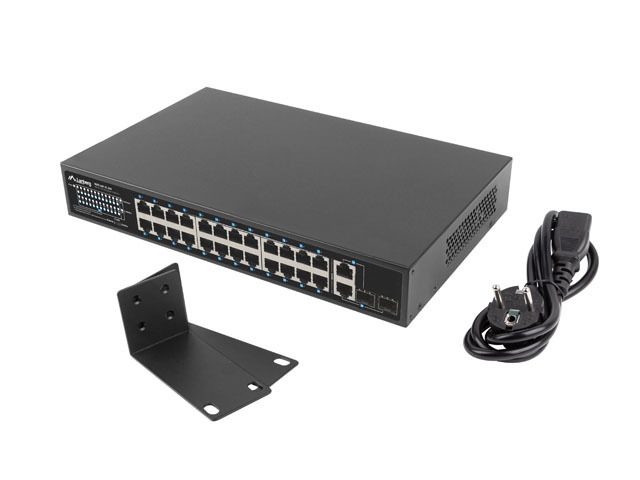 Суич Lanberg 24x 100Mb PoE+ / 2x Combo rack 19 gigabit ethernet 250W