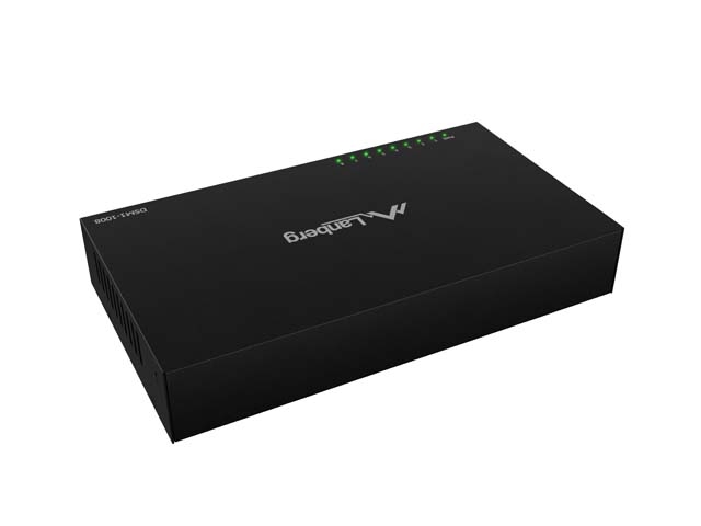 Суич Lanberg DSM1‑1008, 8‑портов Gigabit, 12V, метален корпус