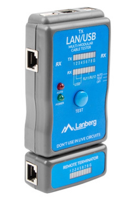 Тестер за кабели Lanberg с RJ-45, RJ-11, USB