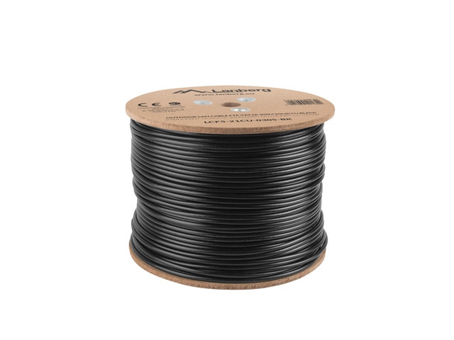 Network cable Lanberg CAT.5e ftp 305m solid outdoor cu black fluke passed