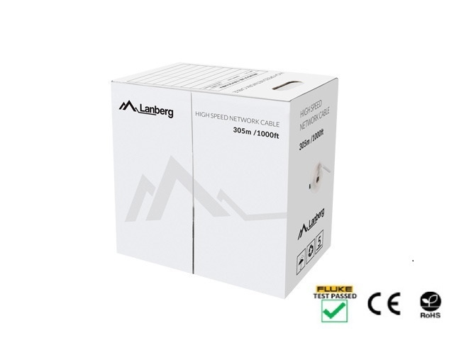 Мрежов кабел Lanberg CAT.6 utp 305m solid cu grey fluke passed