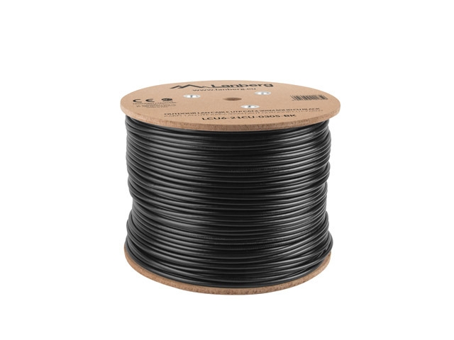 Пач кабел Lanberg LAN cable CAT.6 UTP 305m solid outdoor CU черен