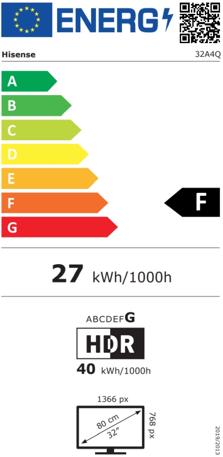 Телевизор Hisense 32 A4Q HD DLED HLG DTS Virtual X Smart TV WiFi BT VIDAA U7 черен