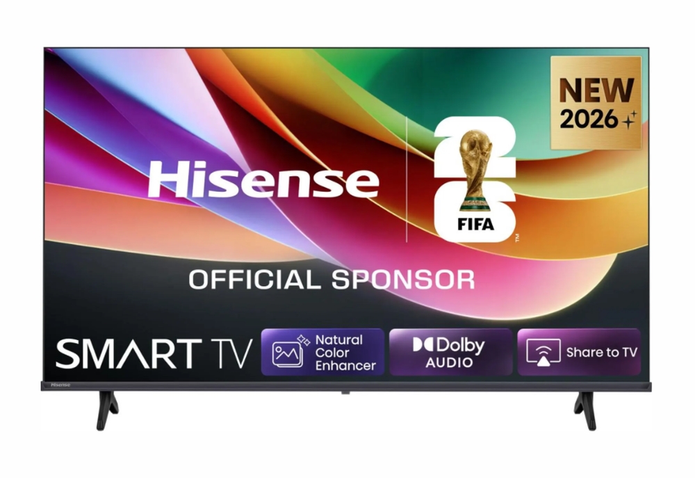 Телевизор Hisense 32 A4S, HD, DLED, DTS Virtual X, Smart TV VIDAA U7, Wi‑Fi, BT, 2x HDMI, 2x USB, DVB‑T2/C/S2, черен
