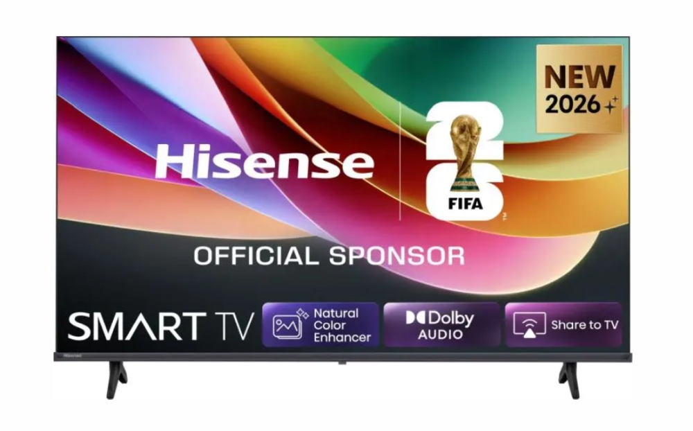 Телевизор Hisense 40 A4S, Full HD DLED, HDR, DTS HD, Smart TV, Wi‑Fi, 2x HDMI, 2x USB, DVB‑T2/C/S2, черен