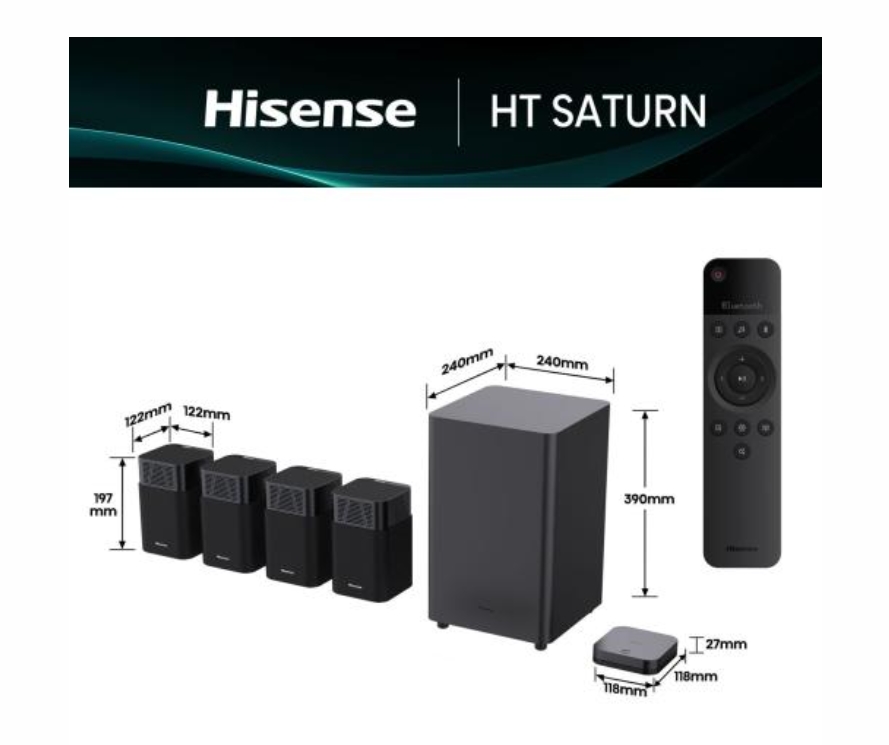 Колонки Hisense HT Saturn 4.1.2Ch Soundbar субуфер 720W Dolby Atmos DTS:X Quad speaker черни
