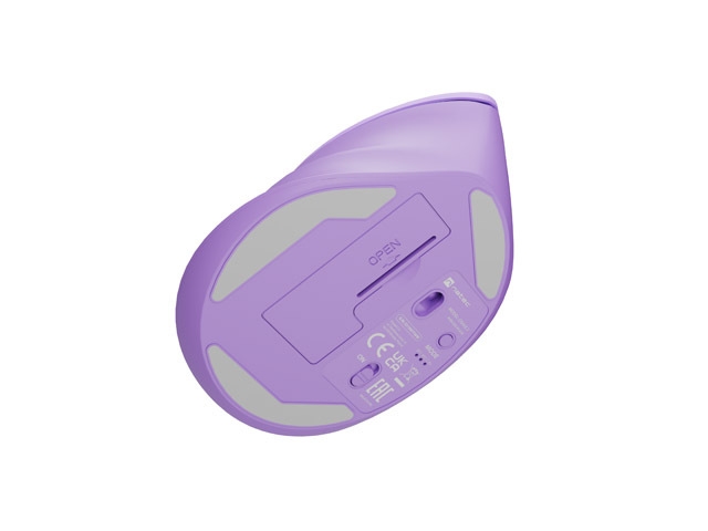 Wirelss mouse Natec Vertical Mouse Crake 2, 2400DPI Bluetooth 5.2 + 2.4 GHz Pure Lavender