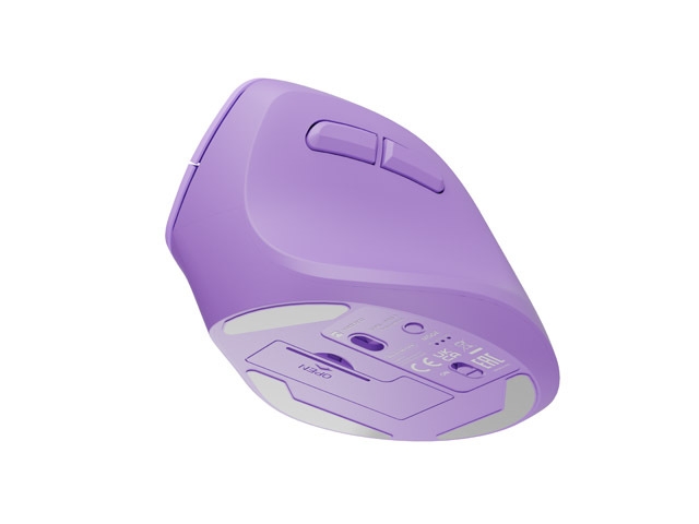 Wirelss mouse Natec Vertical Mouse Crake 2, 2400DPI Bluetooth 5.2 + 2.4 GHz Pure Lavender