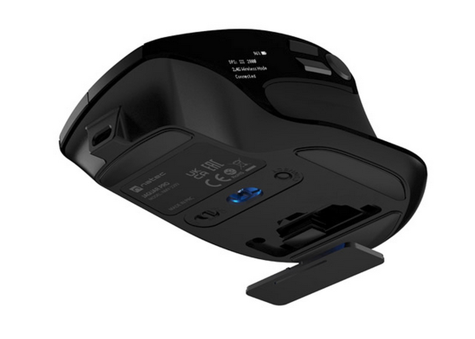 Мишка Natec Jaguar Pro Wireless, 4000 DPI, оптична, silent, програмируеми бутони, черна