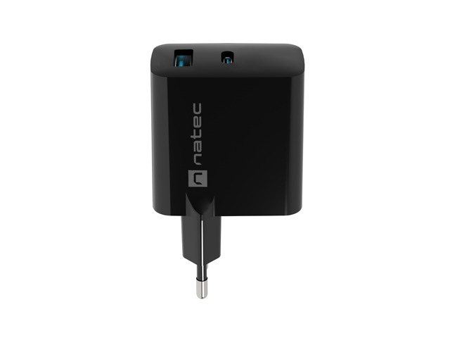 Адаптер Natec Ribera Gan 1X USB-A + 1X USB-C 45W, Black