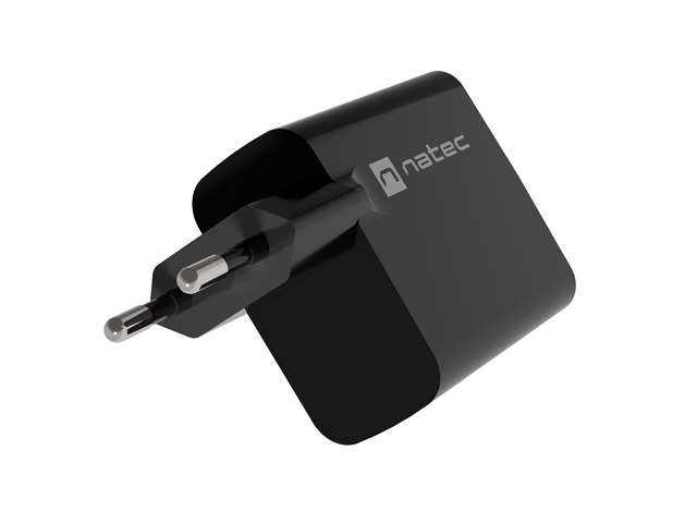Адаптер Natec Ribera Gan 1X USB-A + 1X USB-C 45W, Black