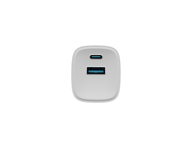 Adapter Natec Ribera Gan 1X USB-A + 1X USB-C 30W, White