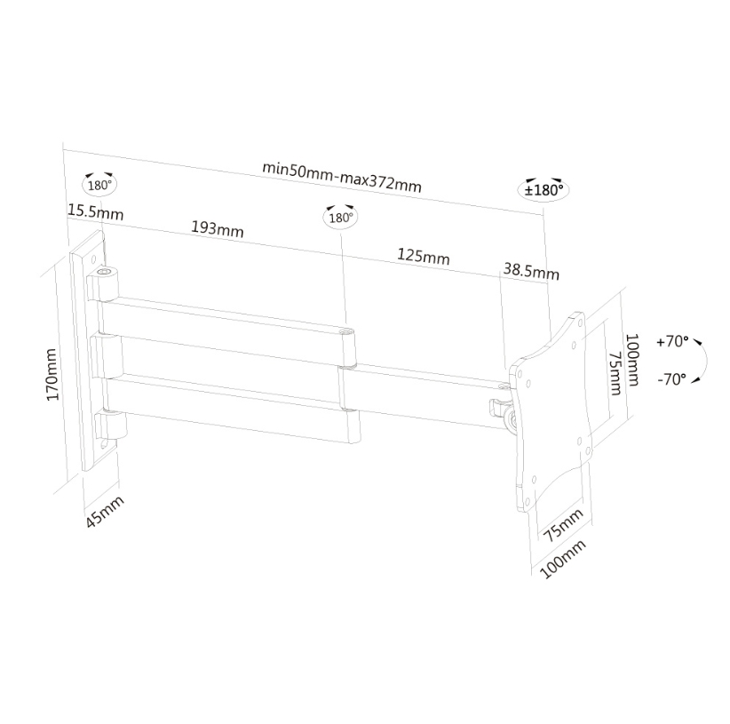 Stand for installation of screen on wall w830 (3support and tilt)