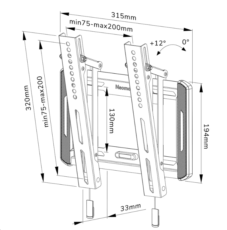 Стойка Neomounts by NewStar Screen Wall tilt, VESA 200x200