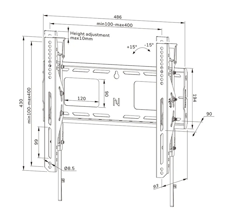SoftwareNeomounts Level-750 Wall Mount XL, 125kg, VESA 400x400