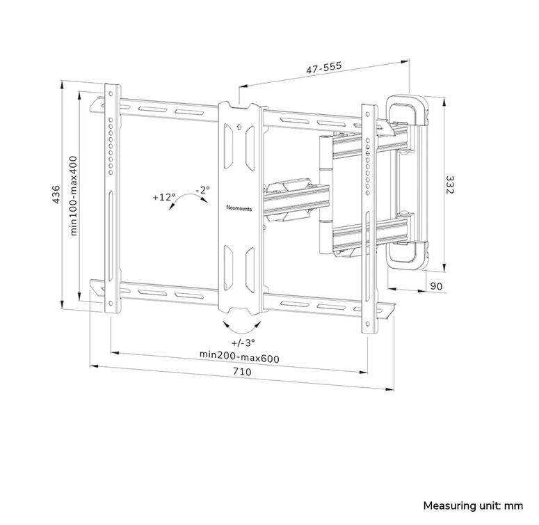 Neomounts Level‑850 TV wall mount, 40–70, full motion, quick installation