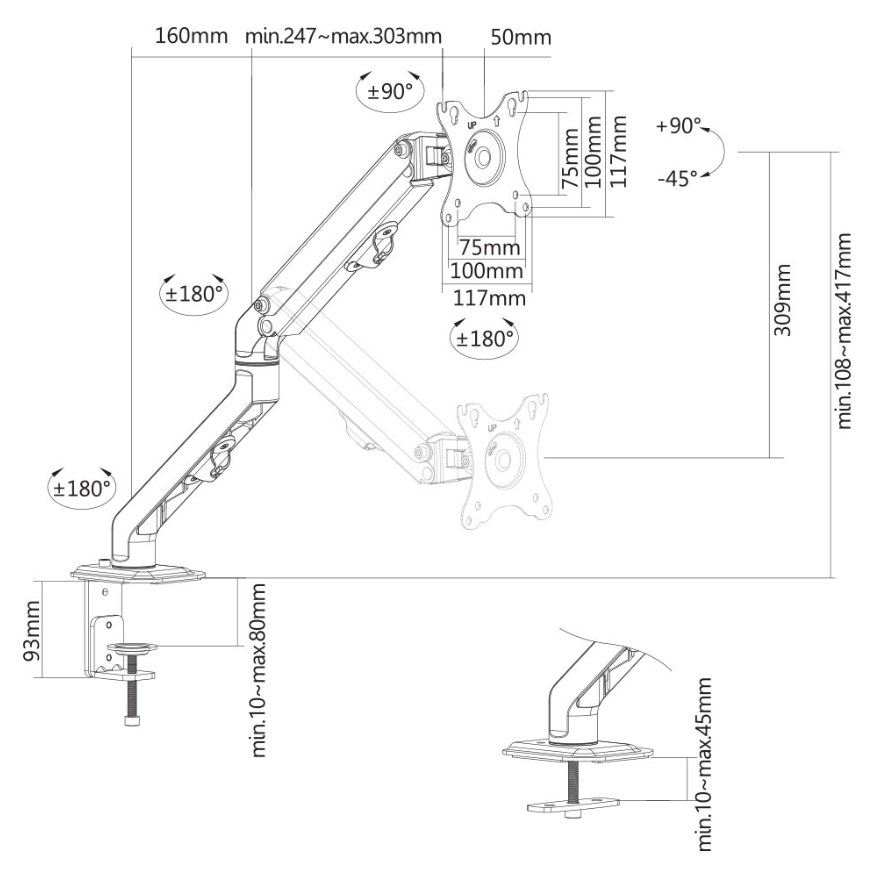 Stand for installation of screen on desk d650
