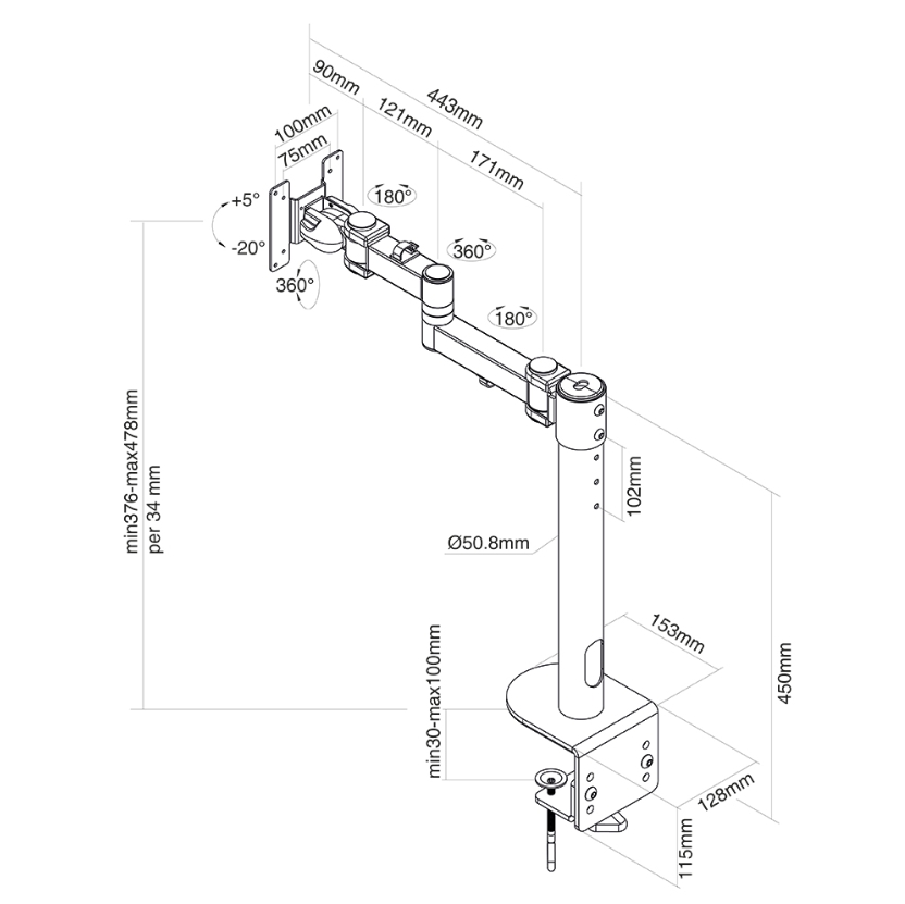 Stand for installation of screen on desk d960 max