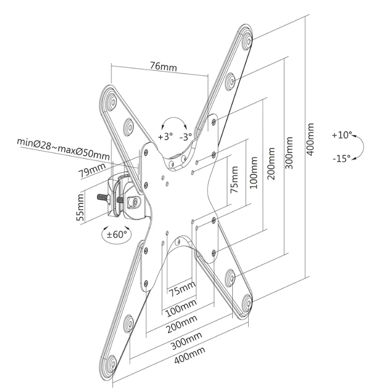 Stand neomounts by newstar screen pole clamp/truss mount 1 pivot vesa 400x400