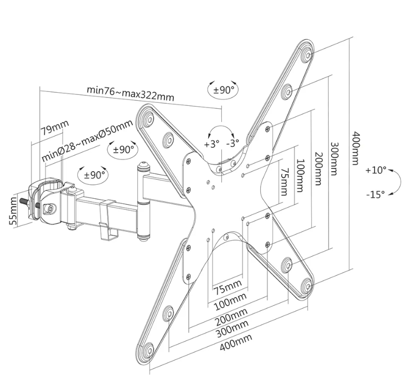 Стойка Neomounts by NewStar Screen Pole Clamp/Truss Mount 3 pivots VESA 400x400