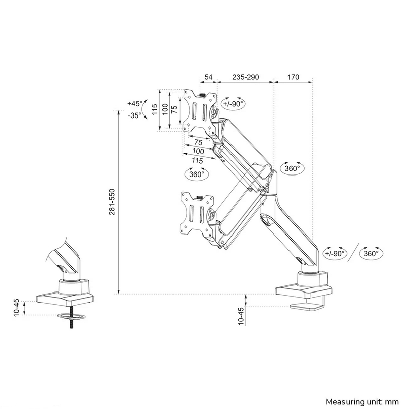 Stand Neomounts by Newstar Next Core 1 screen (topfix clamp &grommet)