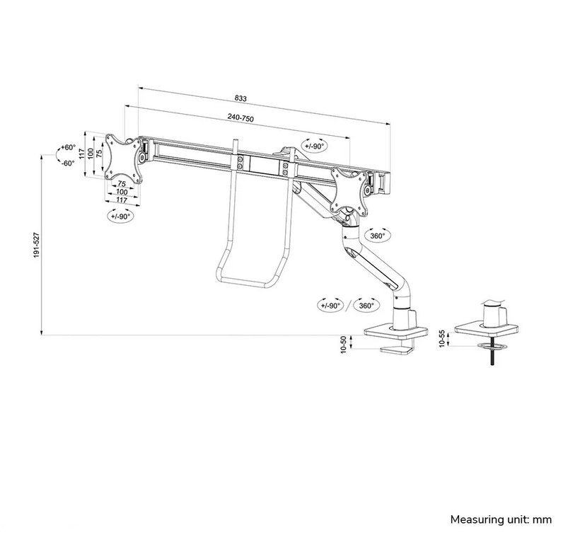 Стойка Neomounts Next One Desk Mount, double display