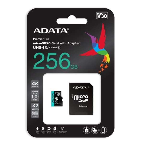 Memory card Adata 256GB MicroSDXC UHS-I U3 V30S A2 (1 adapter)