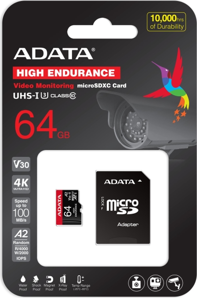Memory card Adata 64GB MicroSDXC UHS-I U3 V30S(R100MB/s) HIGH (1 adapter)