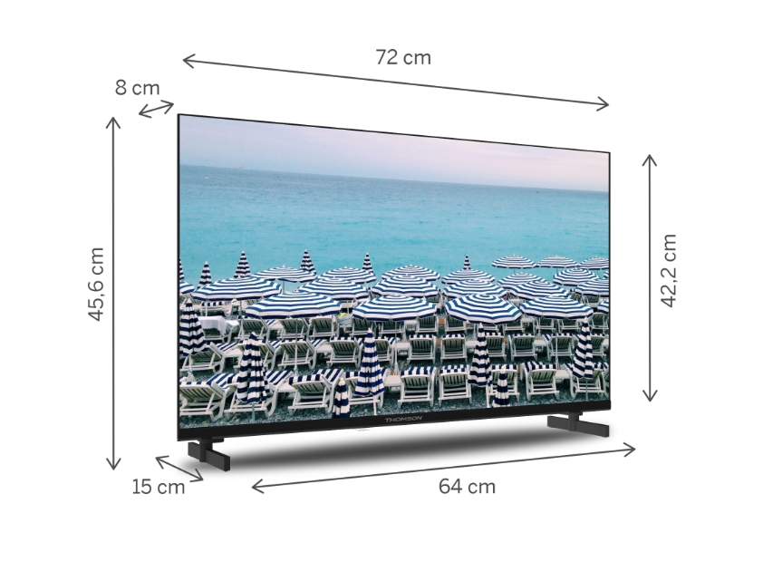 Телевизор Thomson 32 HD Easy TV 1366x768 DLED 60Hz DVB-T/T2/C/S/S2 HDMI USB S/PDIF AV IN Hotel mode регулируеми крачета черен