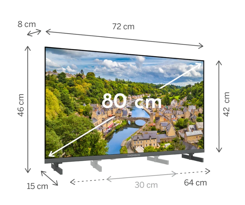Телевизор Thomson 32 FHD Google TV QLED 60Hz HDR10 Dolby Audio 12V адаптер