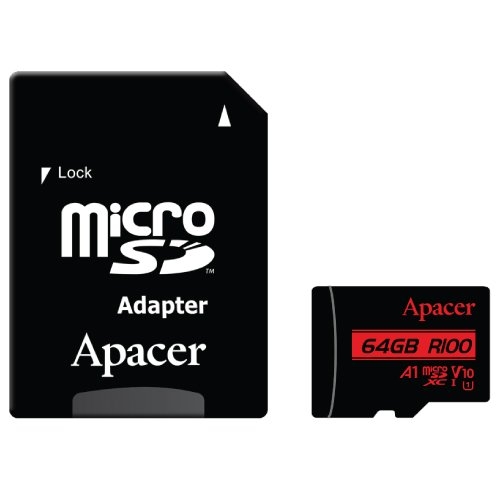 Memory Card Apacer 64GB microSDHC SDXC UHS-I U1 V10 A1 with Adapter