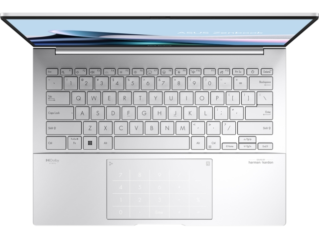 Лаптоп Asus Zenbook UX3405CA-ST787X, Intel Ultra 9 285H 2.9 GHz (24MB Cache, up to 5.4 GHz, 16 cores, 16 Threads), 14.0 OLED WQXGA+(WQ+) 2880X1800 16:10 Bend+500nits Glare , 120 Hz, LPDDR5X 32GB ( on board ),1TB  SSD G4, Windows 11 Pro,Foggy Silver