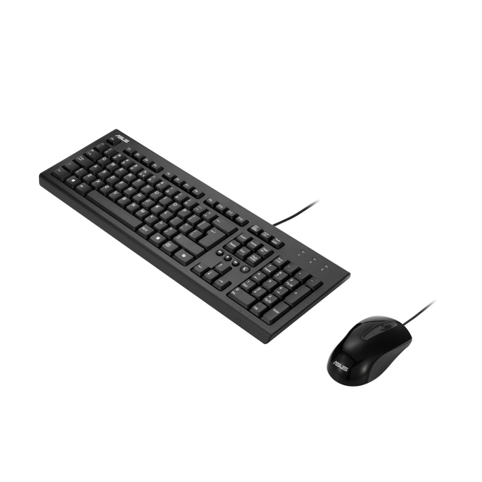 Asus U2000 wired keyboard and mouse set, black, Windows 11 Copilot