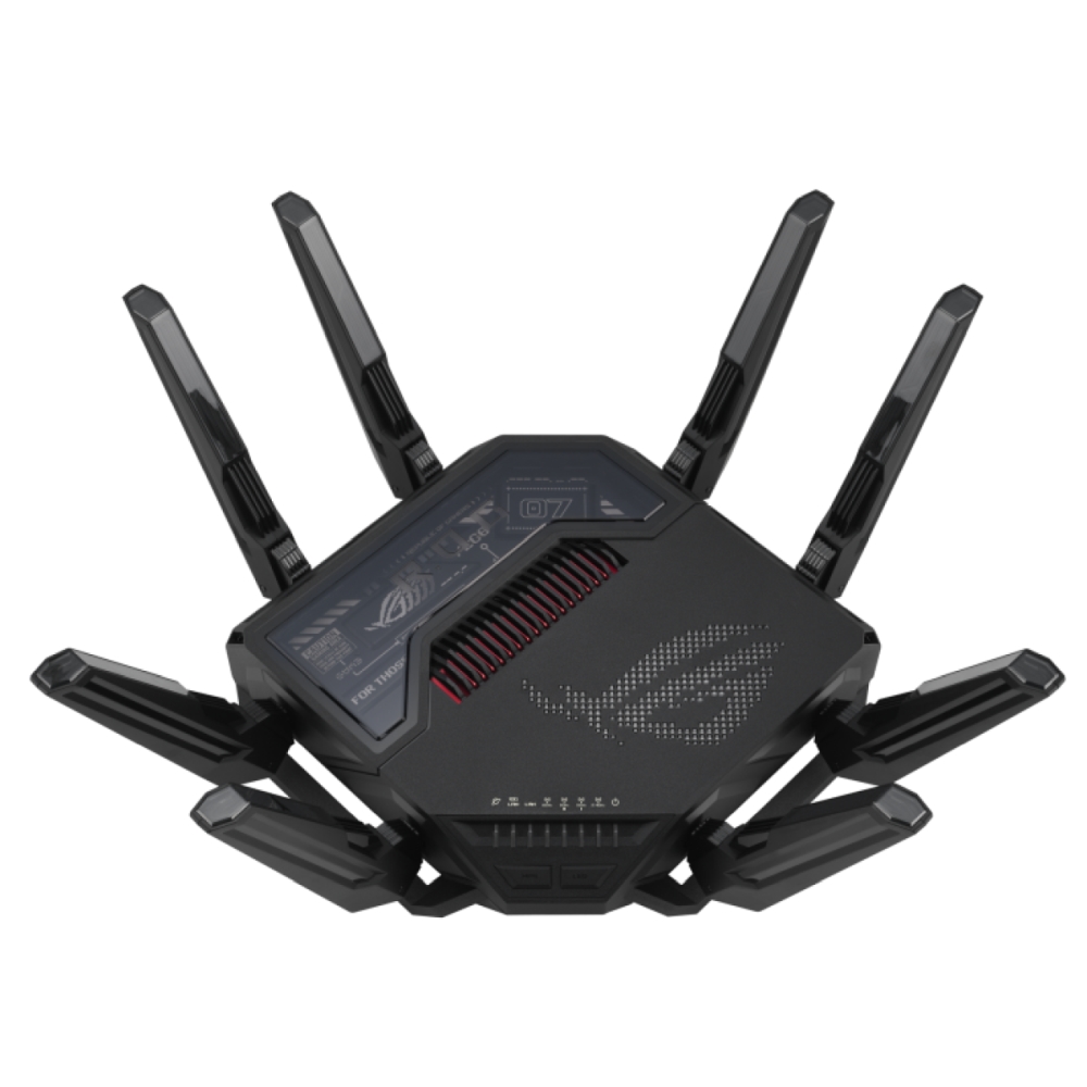 Asus ROG Rapture GT-BE98 Gaming Router Quad-Band Quad-Core 2.6GHz CPU 256MB/2GB Flash/RAM 10G Dual-Port 2.5G Port AiProtection Pro RGB Black