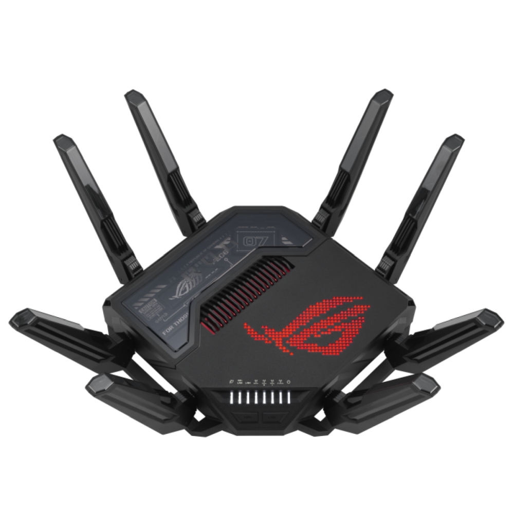 Asus ROG Rapture GT-BE98 Gaming Router Quad-Band Quad-Core 2.6GHz CPU 256MB/2GB Flash/RAM 10G Dual-Port 2.5G Port AiProtection Pro RGB Black