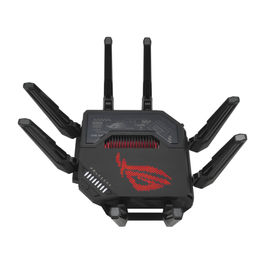 Asus ROG Rapture GT-BE98 Gaming Router Quad-Band Quad-Core 2.6GHz CPU 256MB/2GB Flash/RAM 10G Dual-Port 2.5G Port AiProtection Pro RGB Black