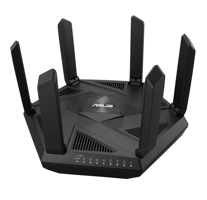 Рутер Asus RT-AXE7800 Gaming Wireless Tri-Band Quad-Core 1.7GHz 256MB/512MB Flash/RAM 2.5G порт AiProtection Pro черен