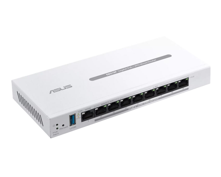 Asus ExpertWiFi EBG19P Business Wired Gigabit PoE+ VPN Router 8 PoE+ Ports SDN USB3.2 White