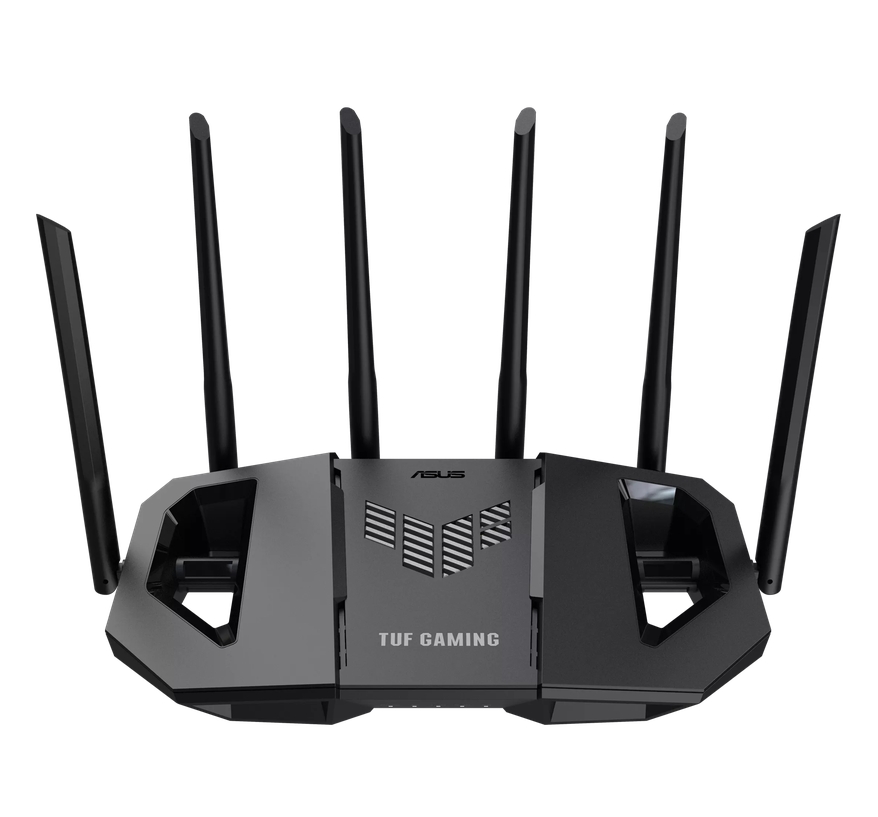 Рутер AsusTUF Gaming, BE6500 Dual Band WiFi 7 Router, 4K-QAM, Multi-Link Operation (MLO), Quad 2.5GbE port, Mobile Game Mode, Gear Accelerator, Gaming Port, Open NAT, Smart Home Master, Subscription-Free Security,  AiMesh support, 4G/5G Auto Mobile Tether