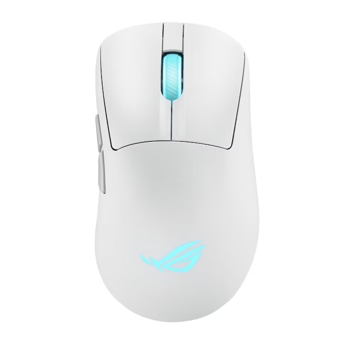 Мишка Asus ROG Keris II Origin Wireless, 65 g, ергономична, 42K оптичен сензор, ROG Micro Switch II, 5 бутона, бяла Moonlight