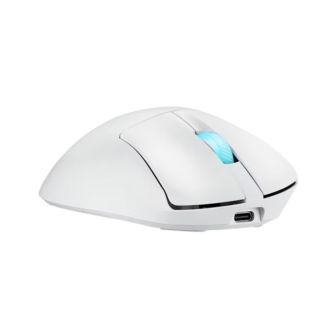 Мишка Asus ROG Keris II Origin Wireless, 65 g, ергономична, 42K оптичен сензор, ROG Micro Switch II, 5 бутона, бяла Moonlight