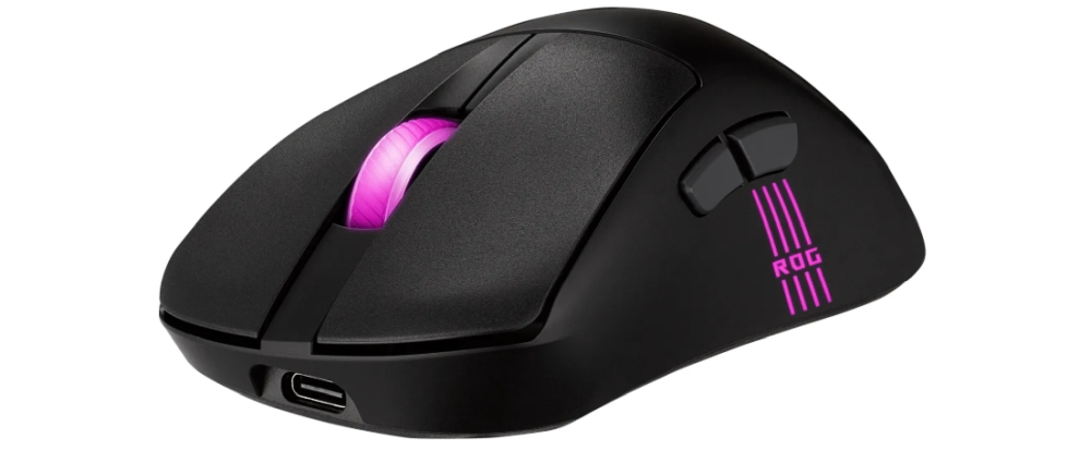 Mouse Asus ROG Keris II Origin Wireless, 65 g, ergonomic, 42K optical sensor, ROG Micro Switch II, 5 programmable buttons, black